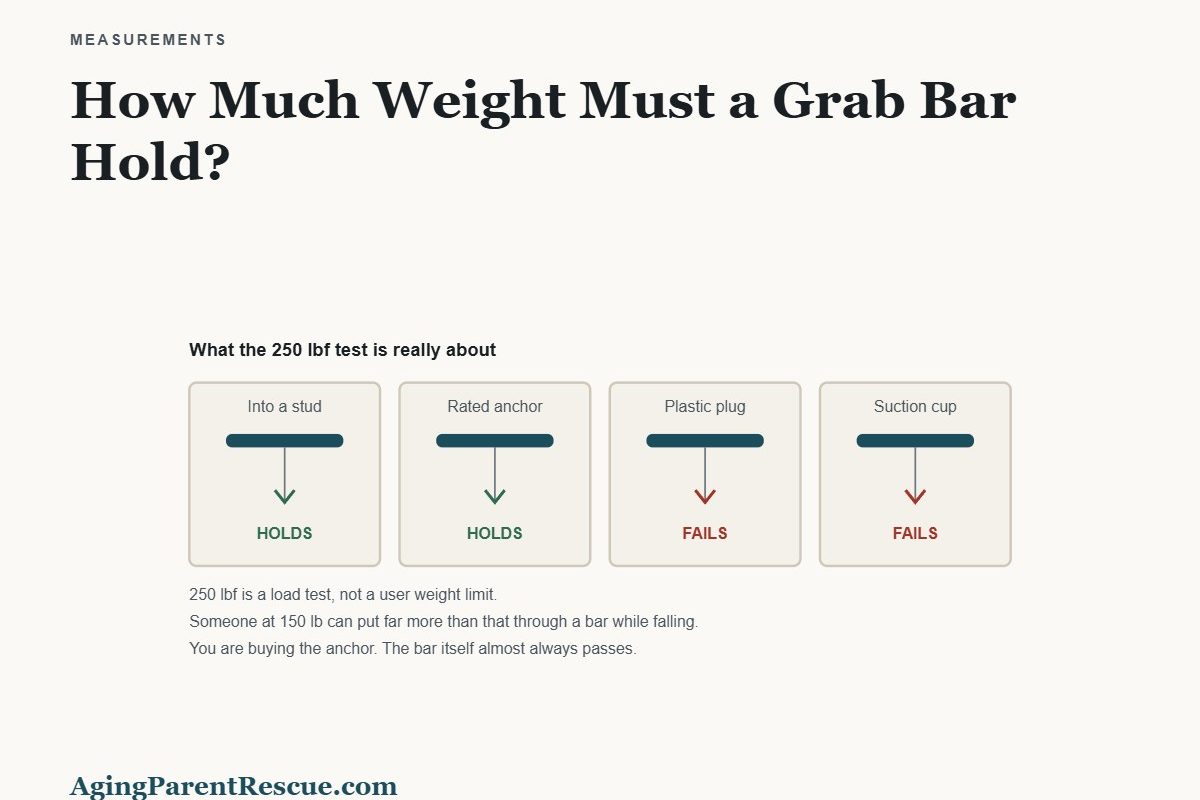 Four anchoring methods compared against the 250 pound force requirement