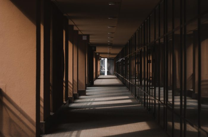 A corridor with a clear floor, the narrowest point on most routes through a home